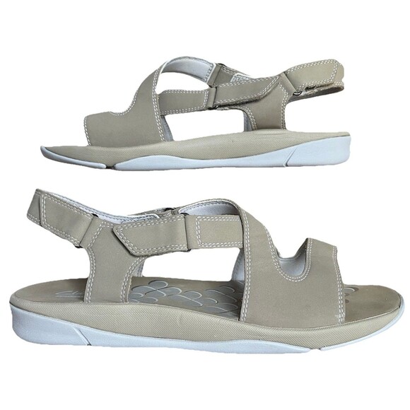 CLARKS Tresca Curve Wedge Sandal Women’s US 9 Greystone Tan Adjustable - Picture 2 of 9